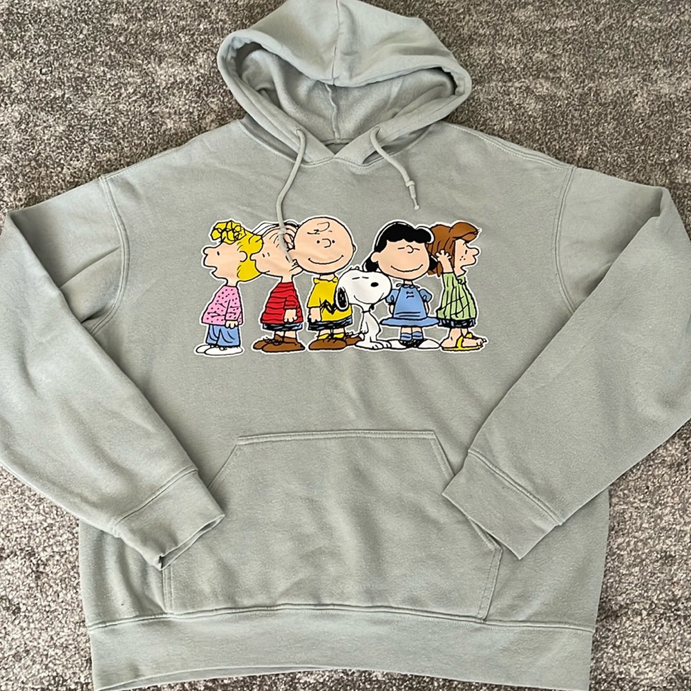 Snoopy peanuts hoodie sweatshirt sage, green #D